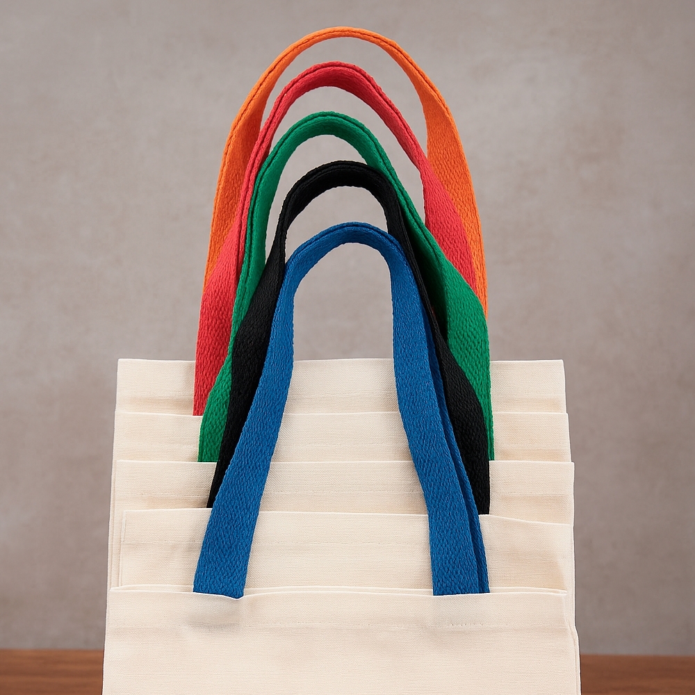 Sacola de Algodão Alça Colorida