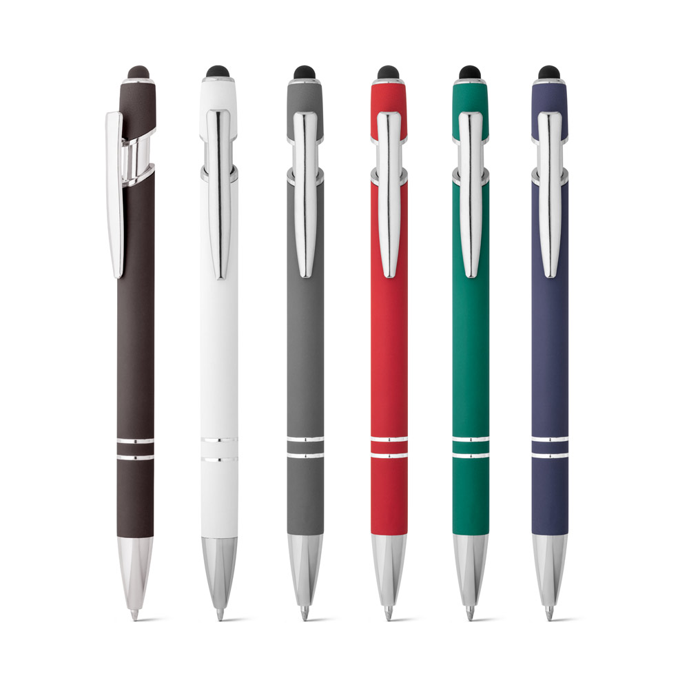 Esferográfica em alumínio com escrita em azul